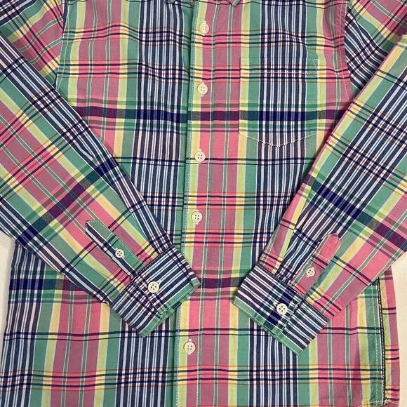 Gymboree Plaid‎ Dress Shirt Pastel Colors Boys Button Up Size Medium 7/8 - Picture 4 of 7